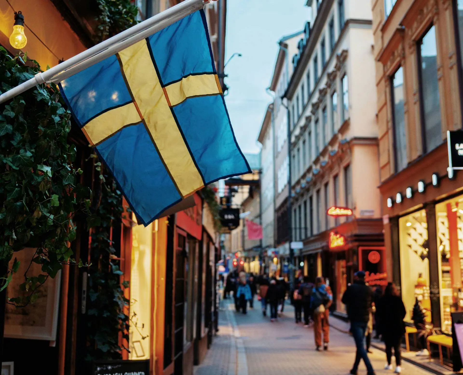 Fussgaengerzone einer Stadt in Schweden